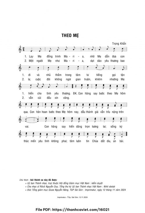 Theo Mẹ - Lm. Trọng Khẩn - trang 1