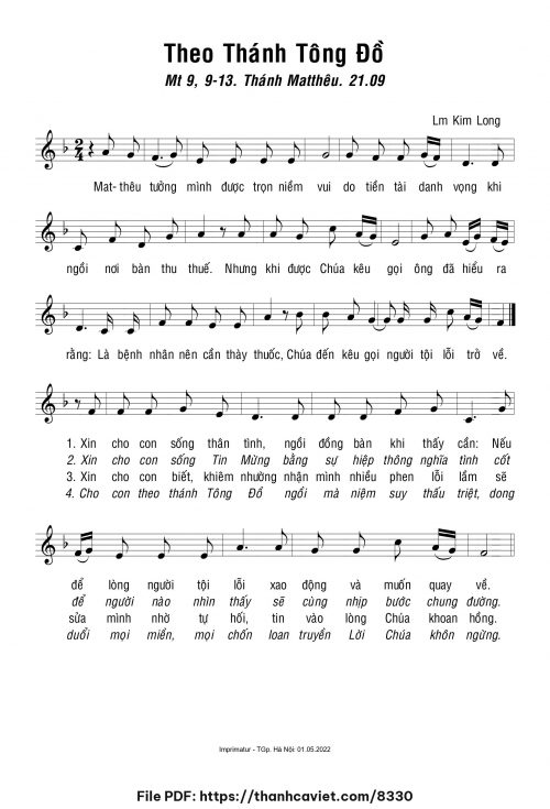 Theo Thánh Tông Đồ - Lm. Kim Long - trang 1