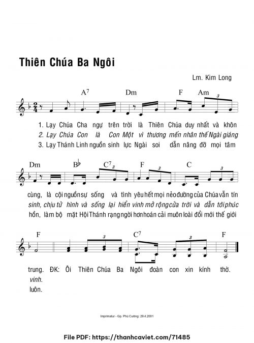 Thiên Chúa Ba Ngôi - Lm. Kim Long - trang 1