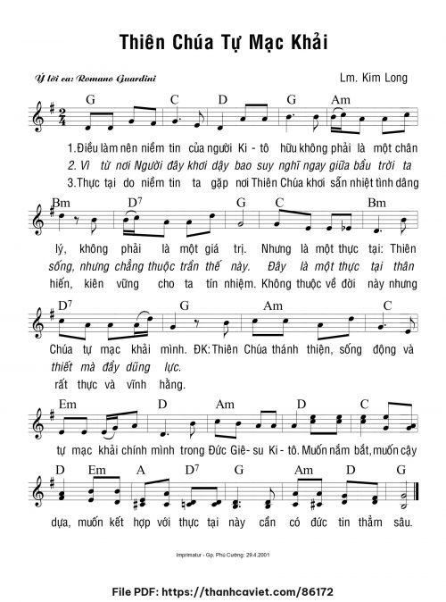 Thiên Chúa tự mặc khải - Lm. Kim Long - trang 1
