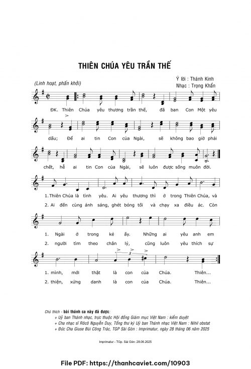 Thiên Chúa yêu trần thế - Lm. Trọng Khẩn - trang 1
