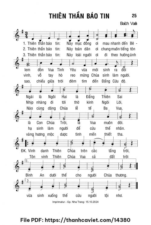 Thiên Thần báo tin - Lm. Bạch Vân - trang 1