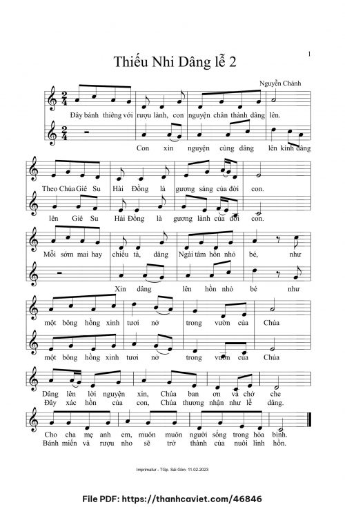 Thiếu nhi dâng lễ 2 - Nguyễn Chánh - trang 1