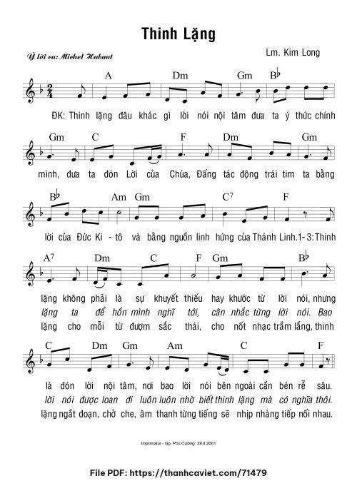 Thinh lặng - Lm. Kim Long - trang 1