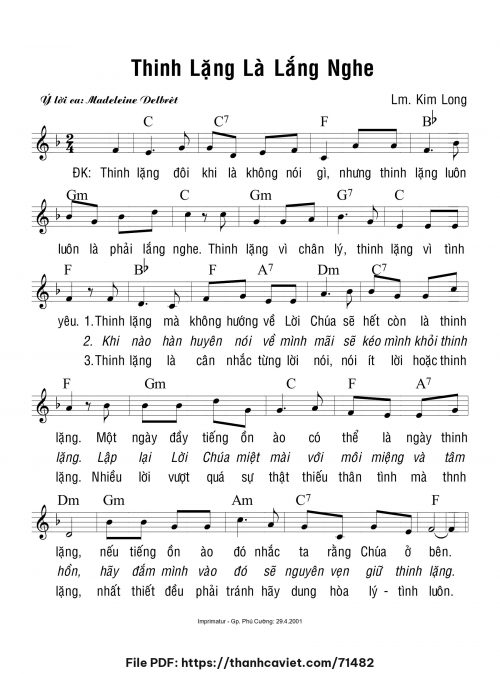 Thinh lặng là lắng nghe - Lm. Kim Long - trang 1