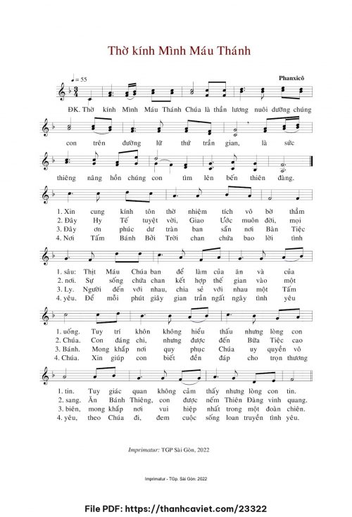 Thờ kính Mình Máu Thánh - Phanxicô - trang 1