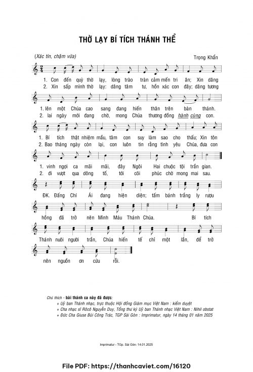 Thờ lạy Bí tích Thánh Thể - Lm. Trọng Khẩn - trang 1