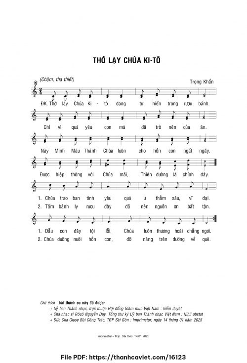 Thờ lạy Chúa Kitô - Lm. Trọng Khẩn - trang 1