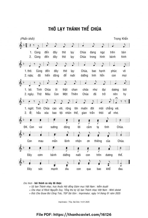 Thờ lạy Thánh Thể Chúa - Lm. Trọng Khẩn - trang 1