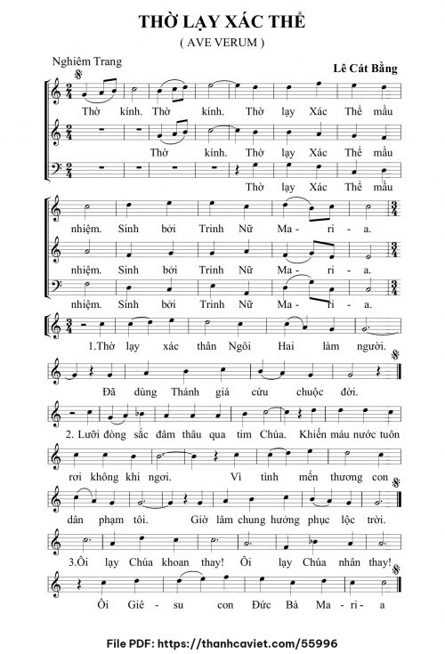 Thờ lạy Xác Thể - Lê Cát Bằng (Nhạc Ngoại, lời Việt) - trang 1