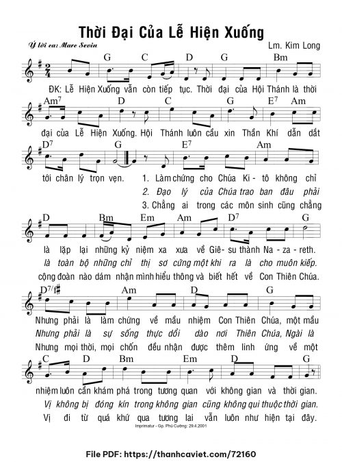 Thời đại của Lễ Hiện Xuống - Lm. Kim Long - trang 1
