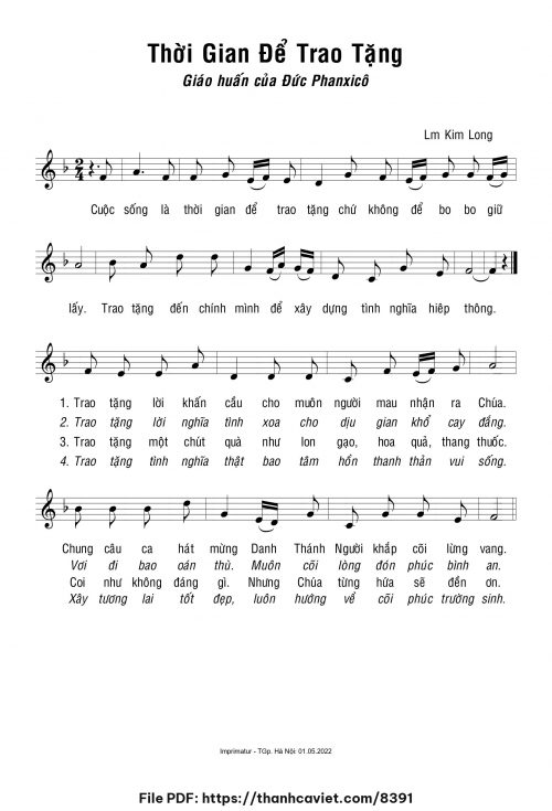 Thời gian để trao tặng - Lm. Kim Long - trang 1
