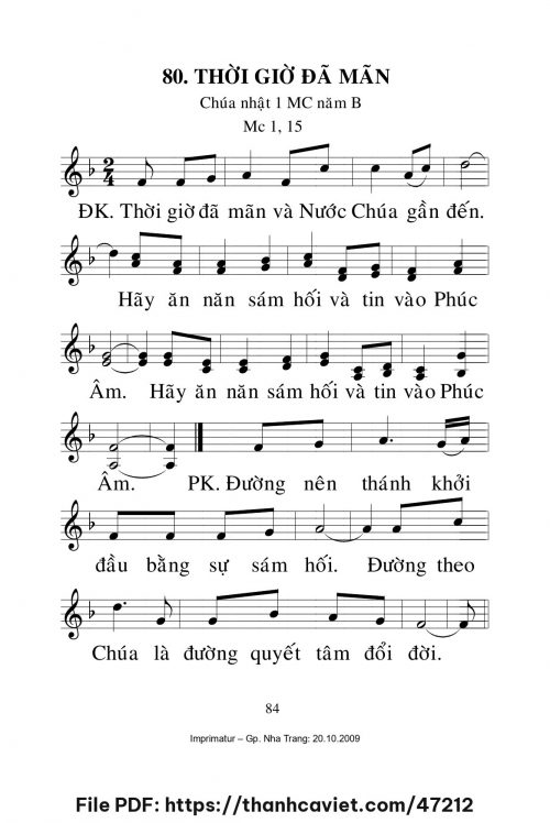 Thời giờ đã mãn [CN1 MCB] – - Lm. Mi Trầm - trang 1