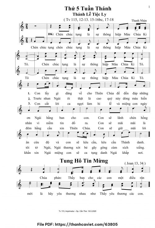 Thứ 5 Tuần Thánh – Thánh Lễ tiệc ly - Thanh Nhàn - trang 1