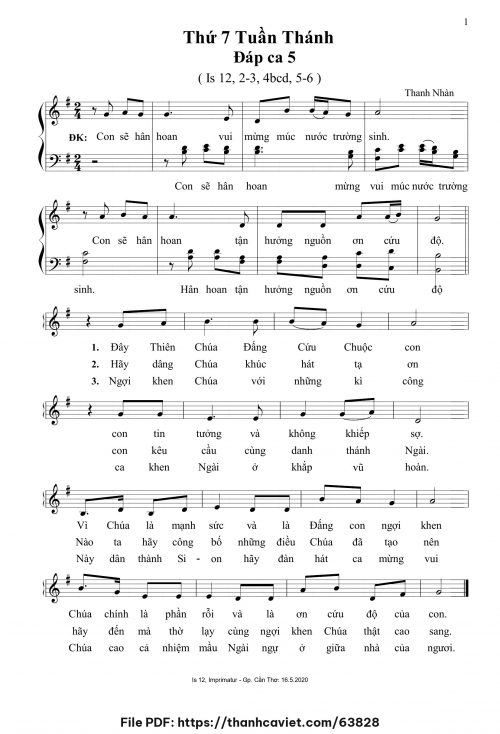 Thứ 7 Tuần Thánh – Đáp Ca 5 - Thanh Nhàn - trang 1