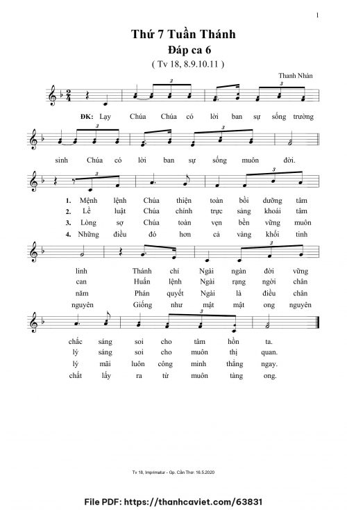 Thứ 7 Tuần Thánh – Đáp Ca 6 - Thanh Nhàn - trang 1