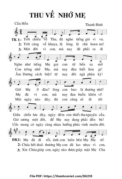 Thu về nhớ mẹ - Lm. Thanh Bình - trang 1