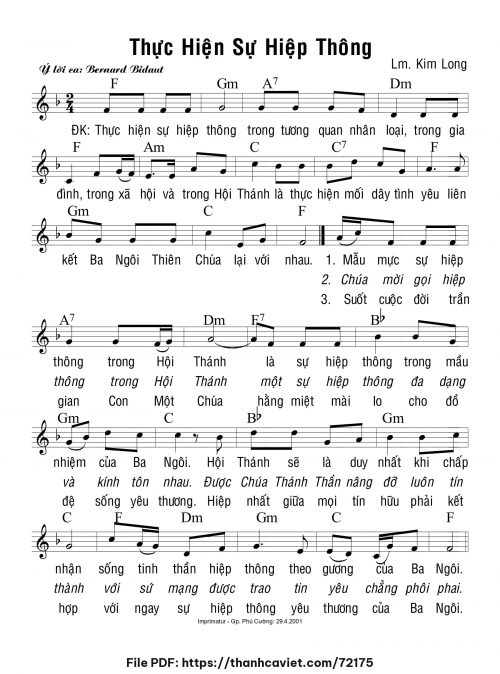 Thực hiện sự hiệp thông - Lm. Kim Long - trang 1