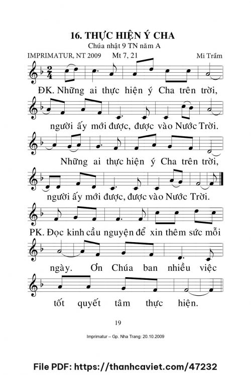 Thực hiện ý Cha [CN9 TNA] – - Lm. Mi Trầm - trang 1