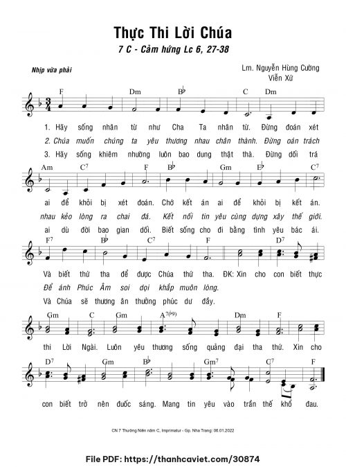 Thực thi lời Ngài - Lm. Nguyễn Hùng Cường - Viễn Xứ - trang 1