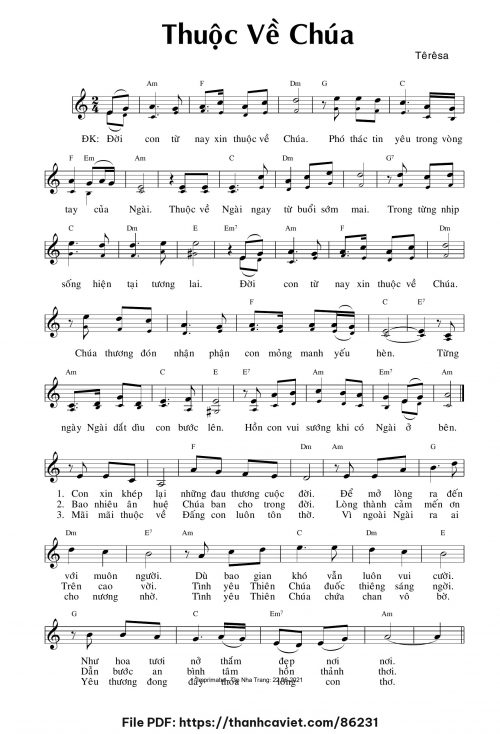 Thuộc về Chúa - Sr. Têrêsa - trang 1