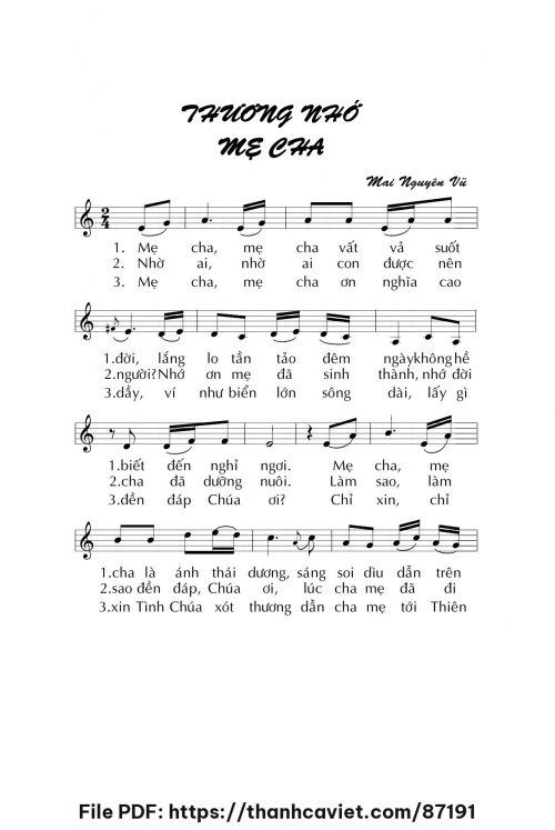 Thương nhớ mẹ cha - Mai Nguyên Vũ - trang 1