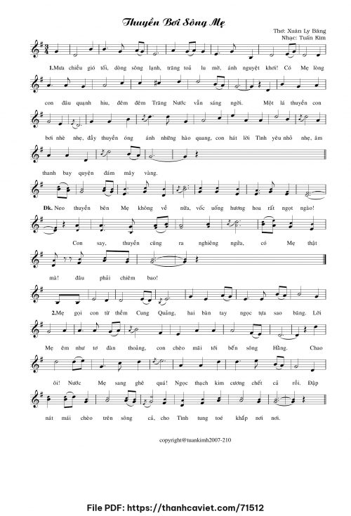Thuyền bơi sông Mẹ - Tuấn Kim - trang 1