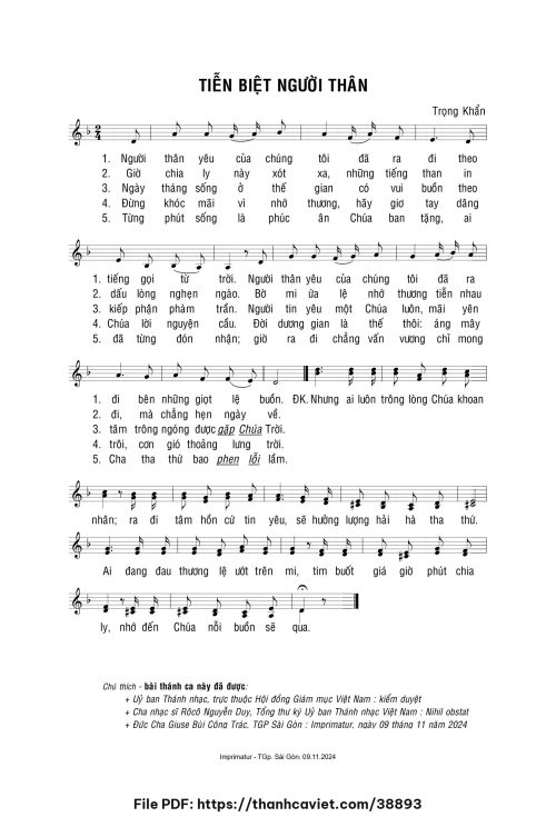 Tiễn biệt người thân - Lm. Trọng Khẩn - trang 1