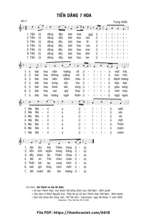 Tiến dâng 7 hoa - Lm. Trọng Khẩn - trang 1