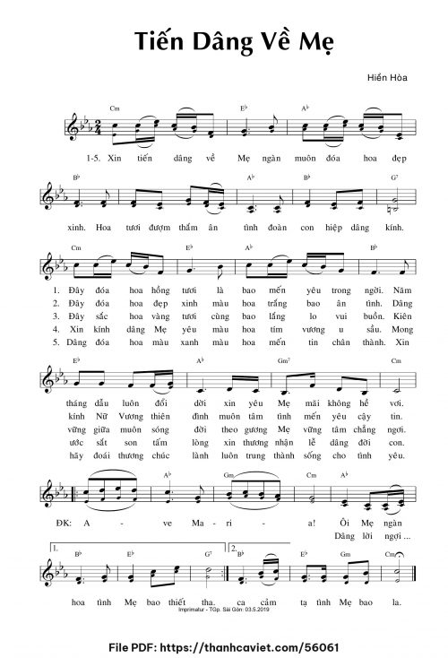 Tiến dâng về Mẹ - Sr. Hiền Hòa - trang 1