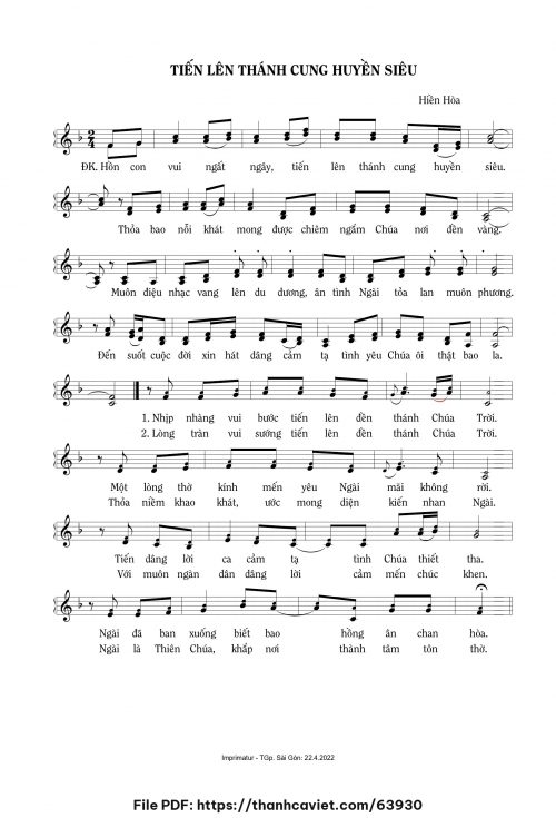 Tiến lên Thánh cung huyền siêu - Sr. Hiền Hòa - trang 1