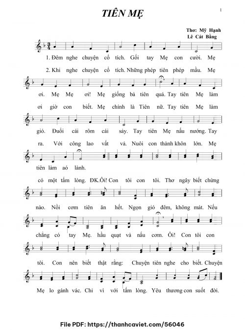 Tiên mẹ - Lê Cát Bằng - Thơ: Mỹ Hạnh - trang 1