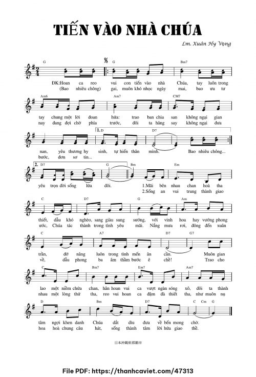 Tiến vào nhà Chúa - Lm. Xuân Hy Vọng - trang 1