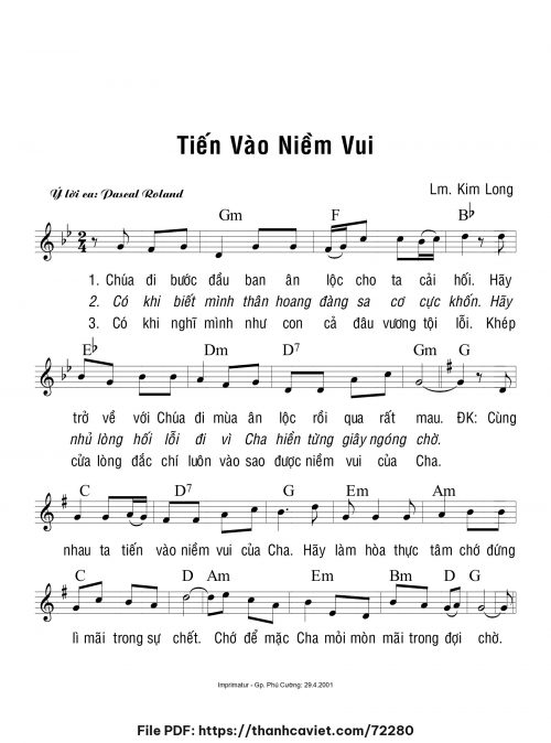 Tiến vào niềm vui - Lm. Kim Long - trang 1
