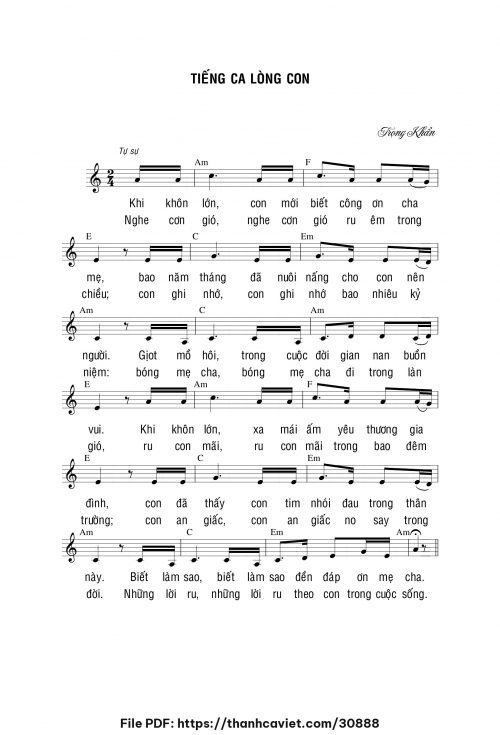Tiếng ca lòng con - Lm. Trọng Khẩn - trang 1