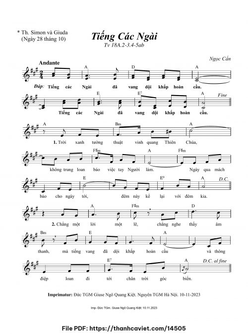 Tiếng các Ngài - Ngọc Cẩn - trang 1
