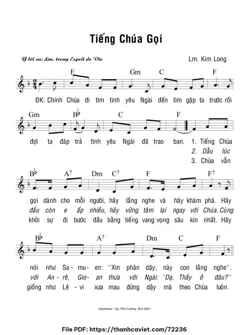 Tiếng Chúa gọi - Lm. Kim Long - trang 1