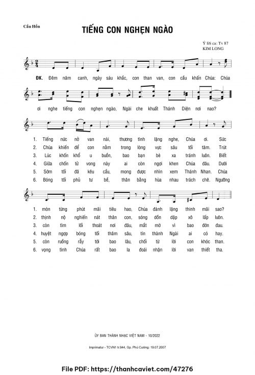 Tiếng con nghẹn ngào - Lm. Kim Long - trang 1