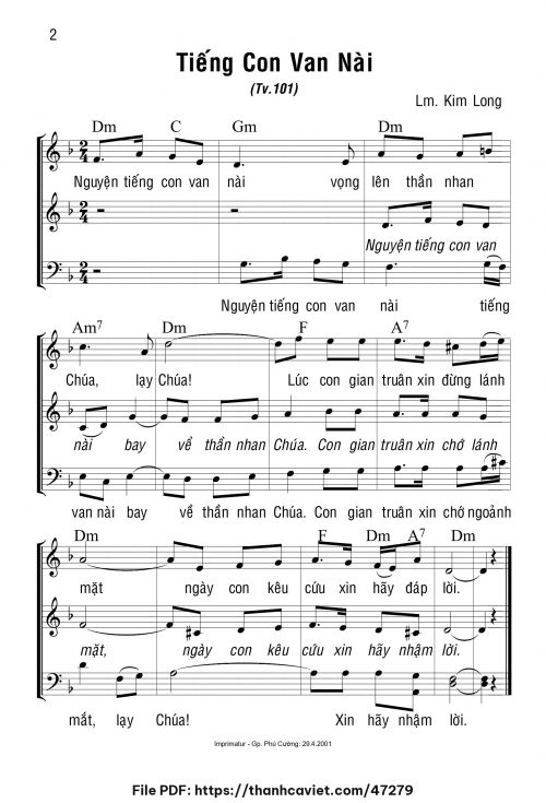 Tiếng con van nài - Lm. Kim Long - trang 1