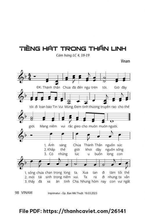 Tiếng hát trong Thần Linh - Vinam - trang 1