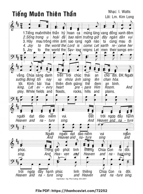 Tiếng muôn Thiên Thần - Lm. Kim Long (Nhạc Ngoại, lời Việt) - trang 1