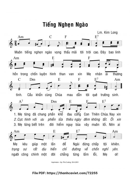 Tiếng nghẹn ngào - Lm. Kim Long - trang 1