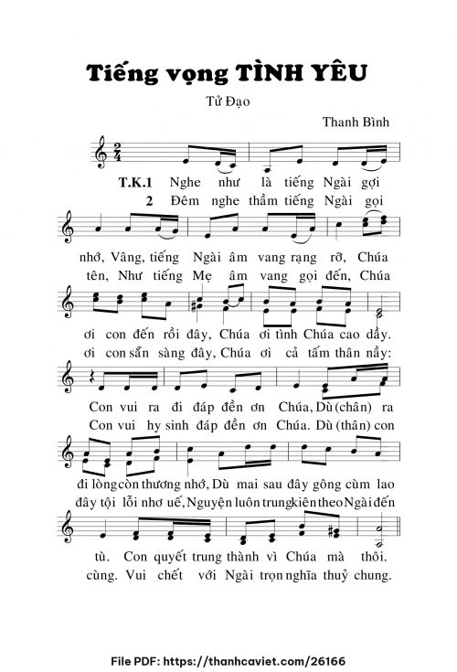 Tiếng vọng tình yêu - Lm. Thanh Bình - trang 1