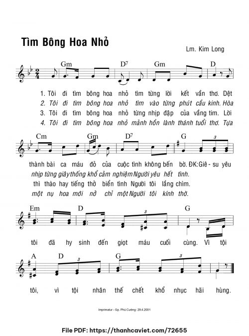 Tìm bông hoa nhỏ - Lm. Kim Long - trang 1