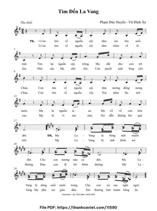 Tìm đến La Vang - Phạm Đức Huyến - Vũ Đình Ân - trang 1