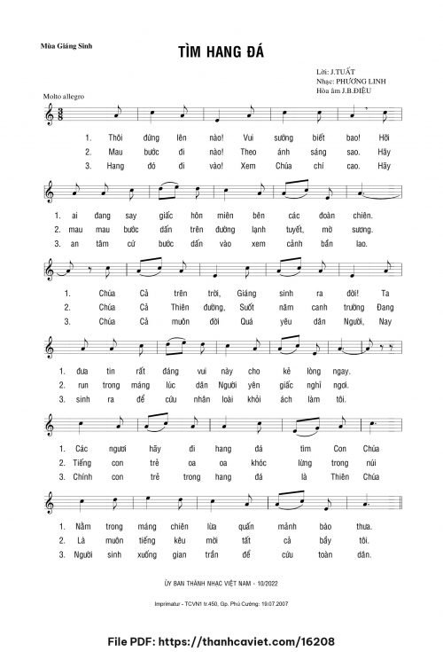 Tìm hang đá - Lm. Phương Linh - Lời: J. Tuất - Hòa âm: J.B. Điệu - trang 1