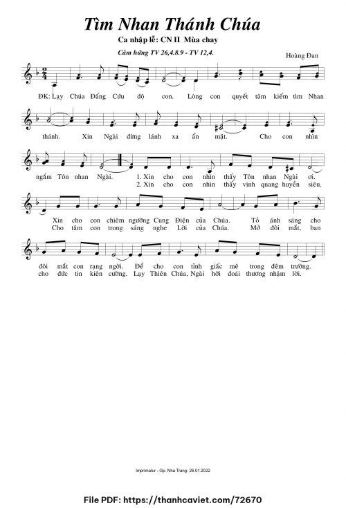 Tìm Nhan Thánh Chúa - Hoàng Đan - trang 1