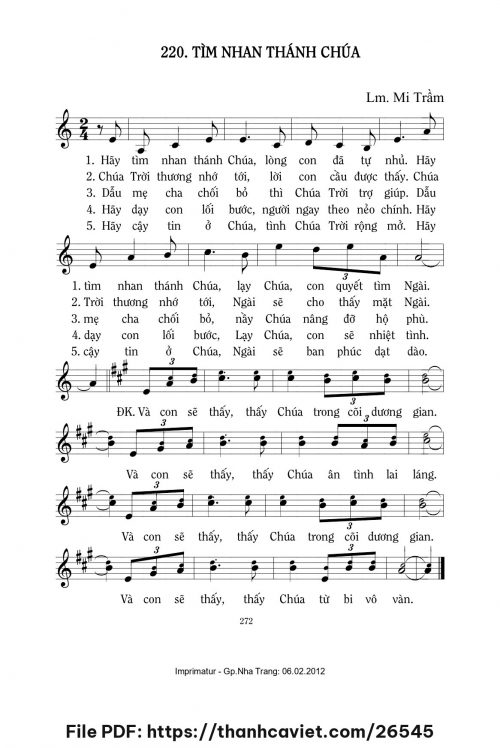 Tìm nhan thánh Chúa - Lm. Mi Trầm - trang 1