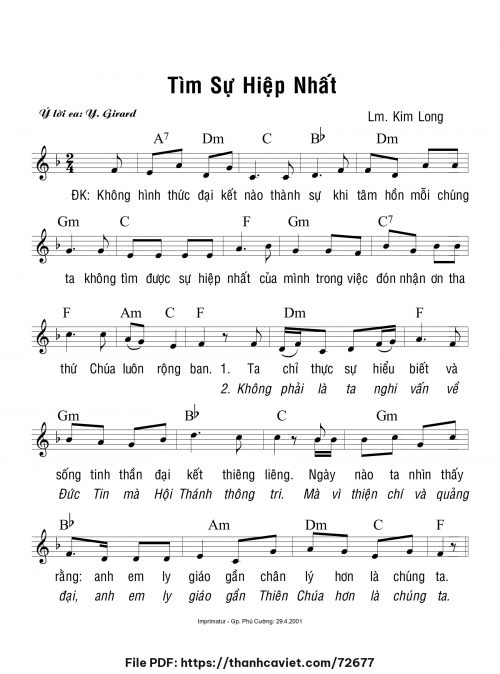 Tìm sự hiệp nhất - Lm. Kim Long - trang 1