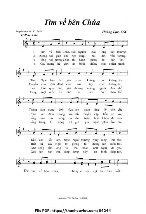 Tìm về bên Chúa - Hoàng Lực, CSC - trang 1